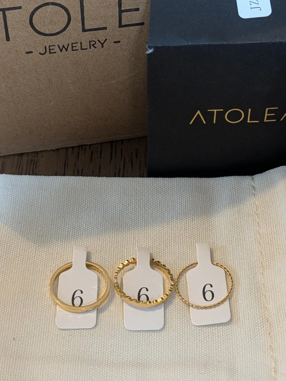 Atolea Textured Stackable Daily Ring Set - Gold